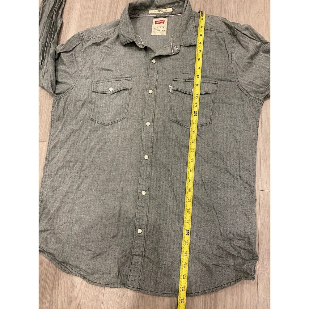 Levi's Shirt Men's Extra Large XL Long‎ Sleeve Pearl Snap Denim Green Soft